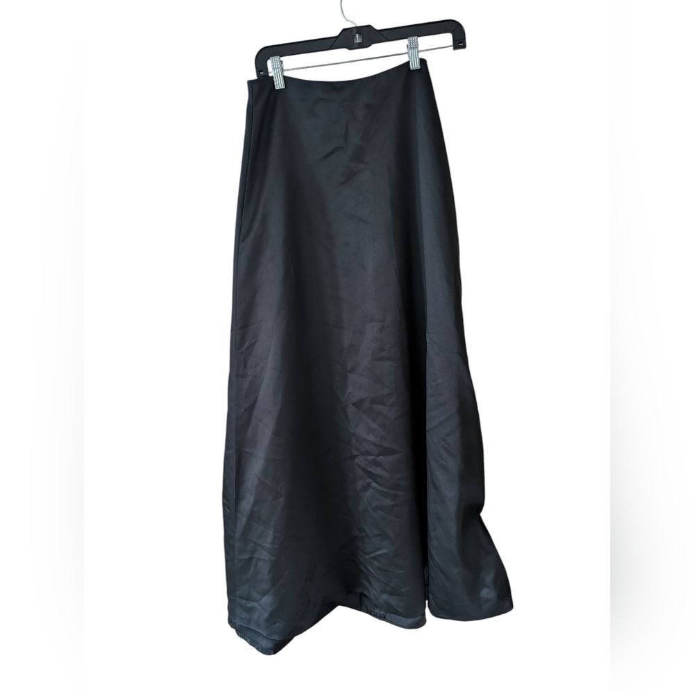 Ann‎ Taylor Black Satin A-line Formal Evening Maxi Vintage Size 10